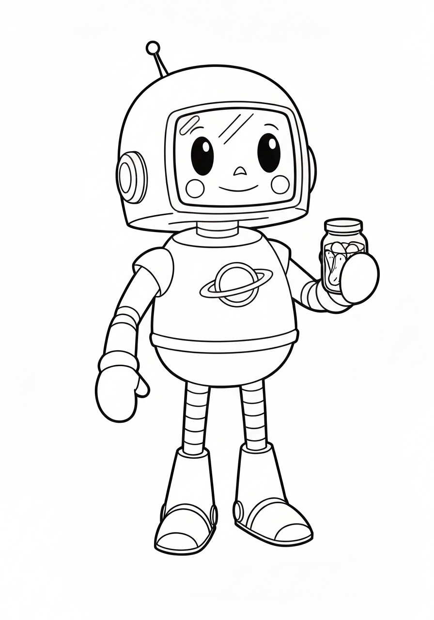 Colouring page line art of Auntie Supi.